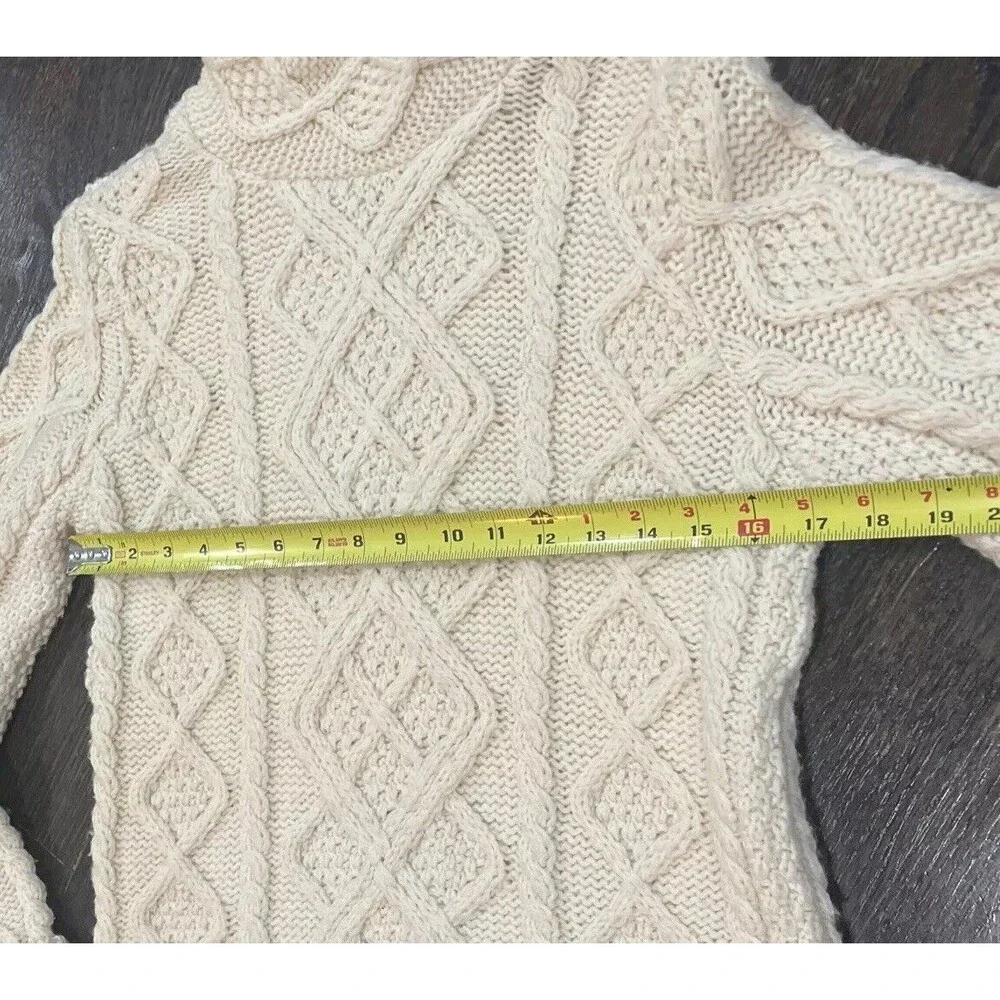 Paul James England‎ Sweater Women’s Small Beige Cable Knit Pullover Mock Neck